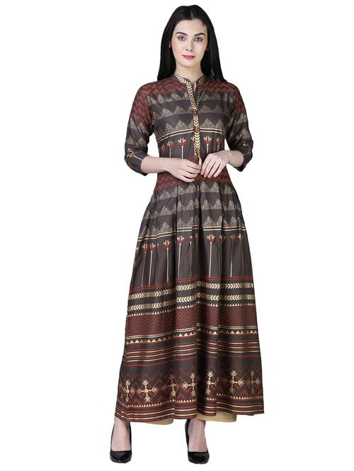 anarkali foil print kurta - 15901773 - Very Small Image - 1