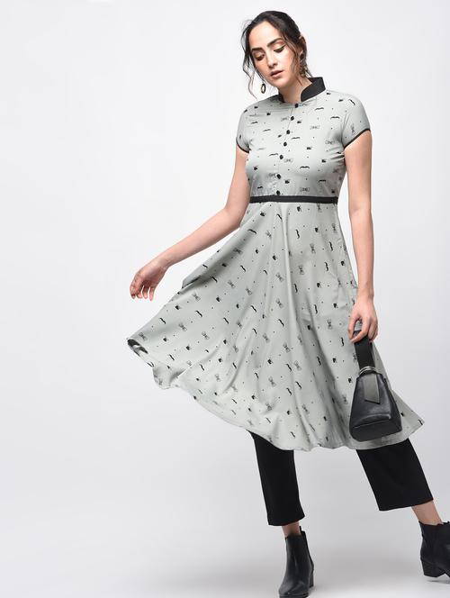 quirky print flared kurta - 15902147 - Very Small Image - 1