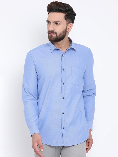 blue solid casual shirt - 15902944 - Very Small Image - 1