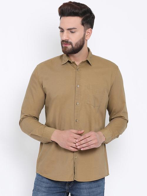 brown solid casual shirt - 15902969 - Very Small Image - 1
