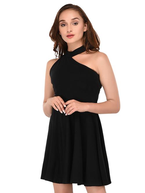 choker neck single shoulder flared dress - 15903301 - Very Small Image - 1