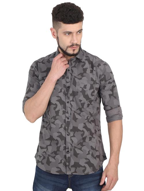 grey printed casual shirt - 15903315 - Very Small Image - 1