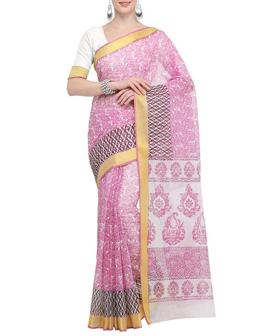 zari border pink gadwal saree with blouse - 15903403 - Very Small Image - 1