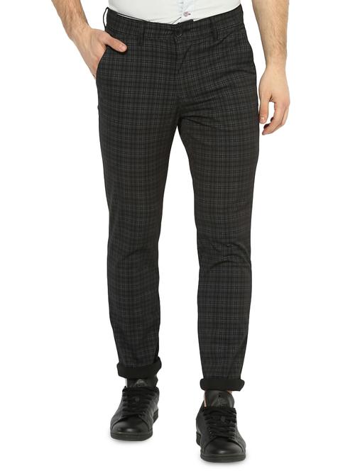 black cotton flat front casual trousers - 15903848 - Very Small Image - 1