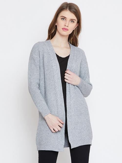 drop shoulder woolen shrug - 15903853 - Very Small Image - 1