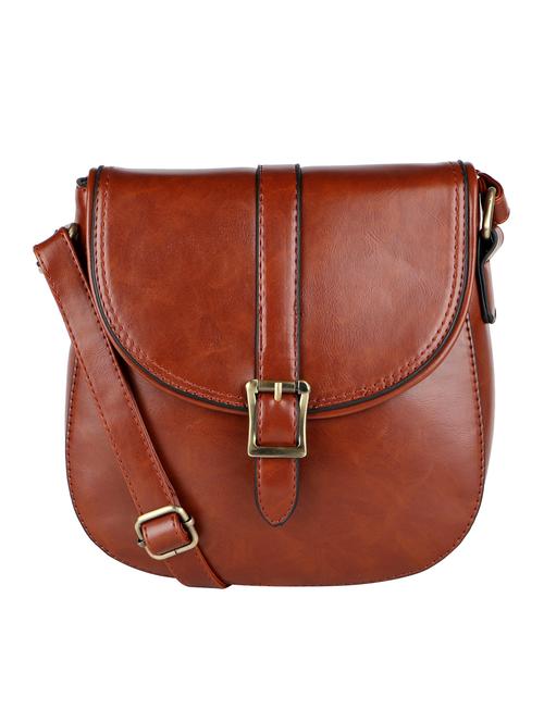 brown leatherette (pu) sling bag - 15905083 - Very Small Image - 1