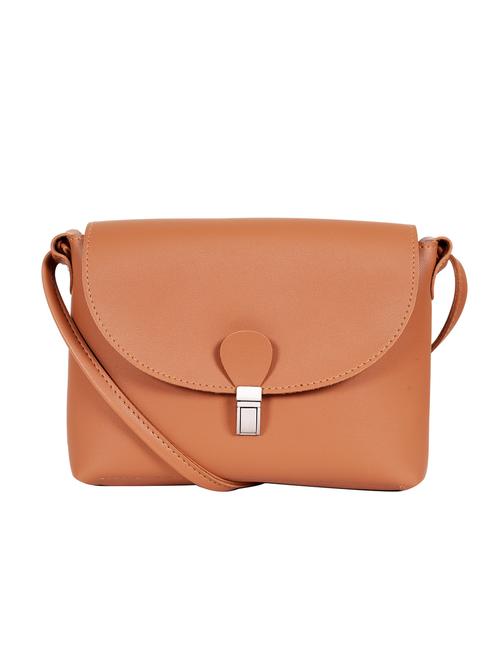 tan leatherette (pu) sling bag - 15905196 - Very Small Image - 1