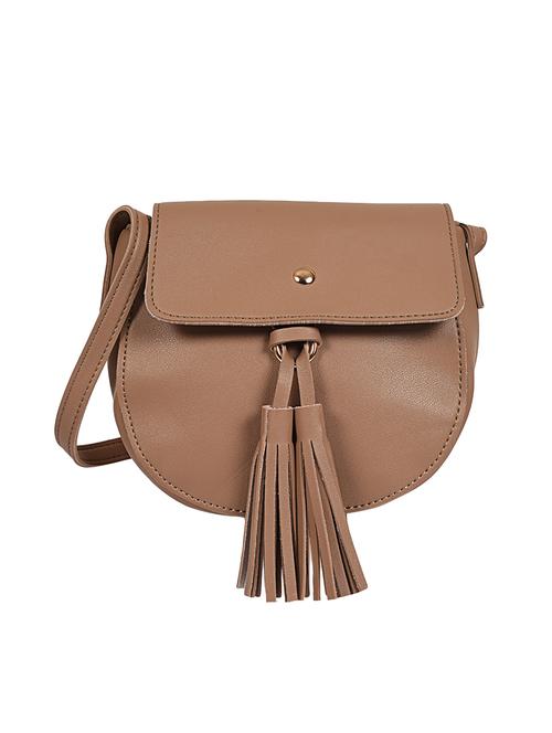 brown leatherette (pu) regular sling bag - 15905220 - Very Small Image - 1