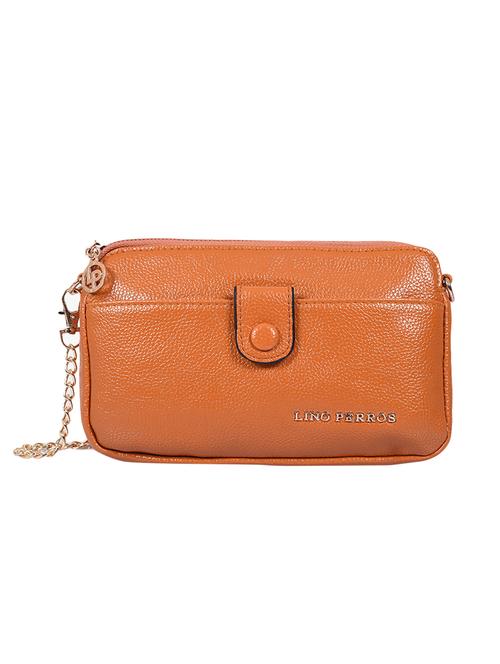 tan leatherette (pu) sling bag - 15905229 - Very Small Image - 1