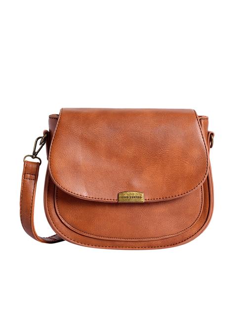 tan leatherette (pu) sling bag - 15905298 - Very Small Image - 1