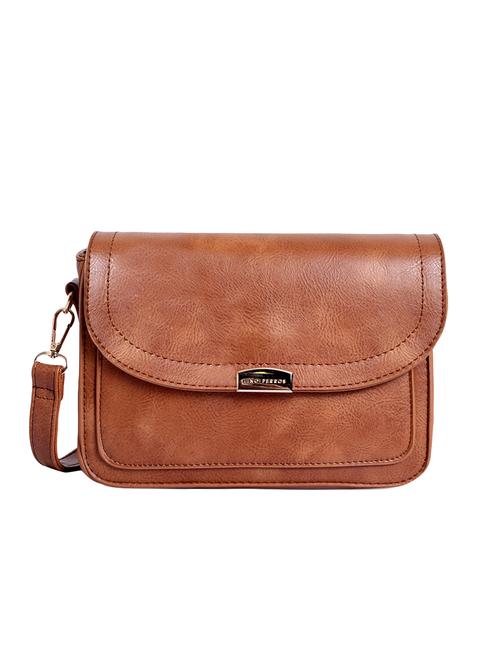 tan leatherette (pu) sling bag - 15905330 - Very Small Image - 1