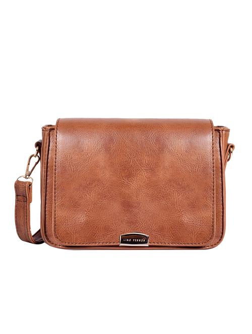 tan leatherette (pu) sling bag - 15905334 - Very Small Image - 1