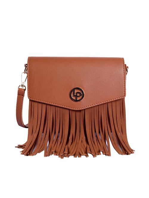 tan leatherette (pu) sling bag - 15905338 - Very Small Image - 1