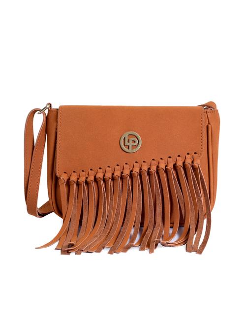 tan leatherette (pu) sling bag - 15905340 - Very Small Image - 1