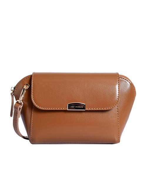 tan leatherette (pu) sling bag - 15905352 - Very Small Image - 1