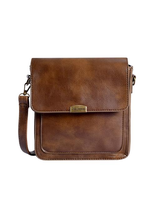 brown leatherette (pu) sling bag - 15905410 - Very Small Image - 1