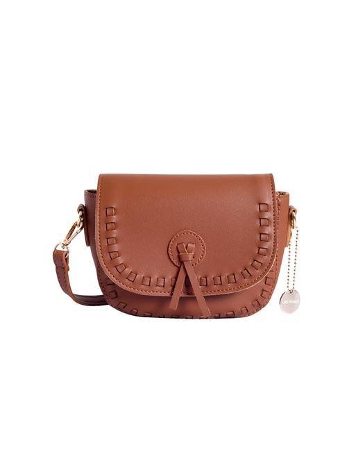 brown leatherette (pu) sling bag - 15905453 - Very Small Image - 1