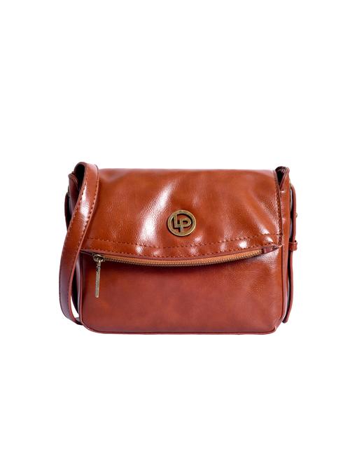 tan leatherette (pu) sling bag - 15905512 - Very Small Image - 1