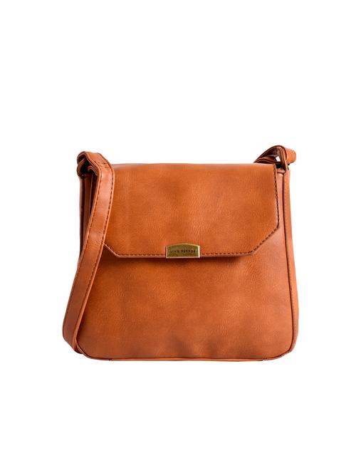 tan leatherette (pu) sling bag - 15905513 - Very Small Image - 1