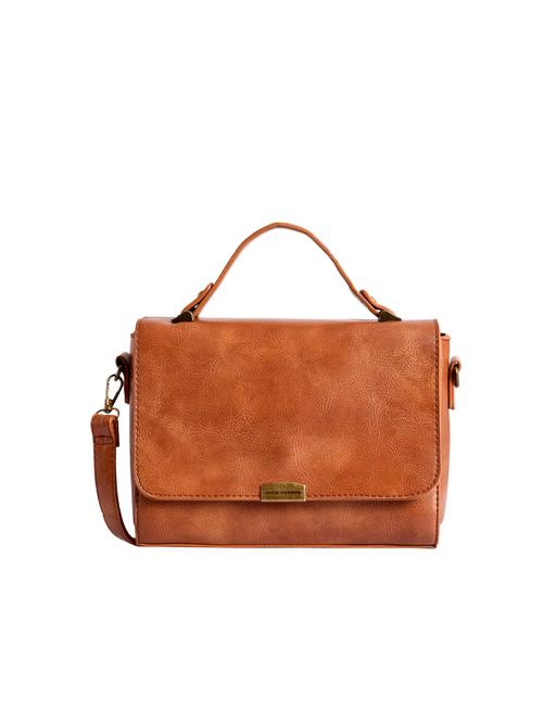 tan leatherette (pu) sling bag - 15905515 - Very Small Image - 1