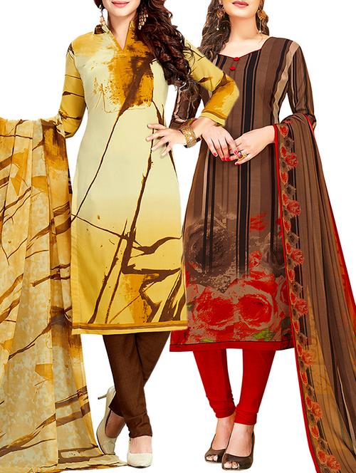 printed unstitched combo suit - 15906100 - Very Small Image - 1