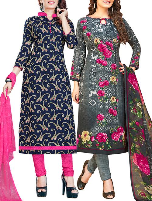 printed unstitched combo suit - 15906151 - Very Small Image - 1