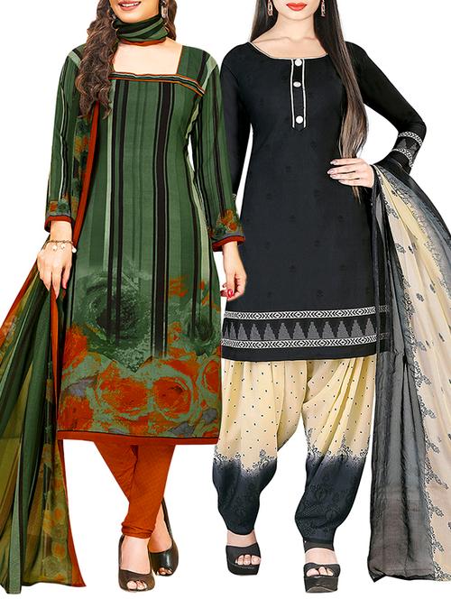 printed unstitched combo suit - 15906177 - Very Small Image - 1