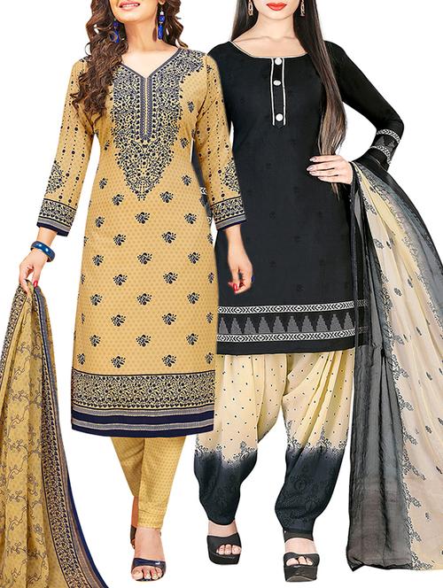 printed unstitched combo suit - 15906181 - Very Small Image - 1