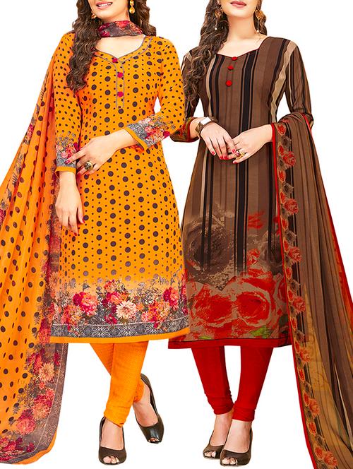 printed unstitched combo suit - 15906405 - Very Small Image - 1