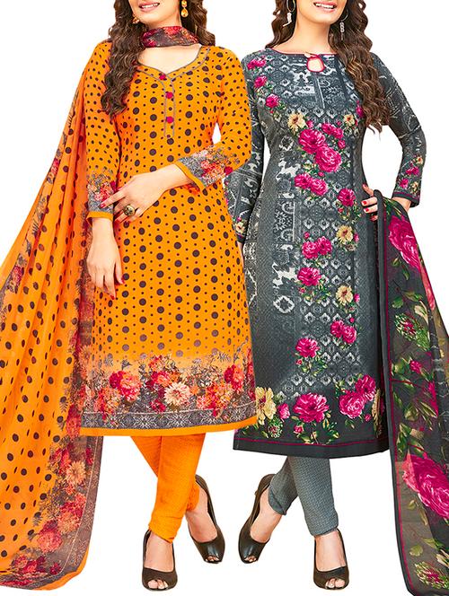 printed unstitched combo suit - 15906413 - Very Small Image - 1