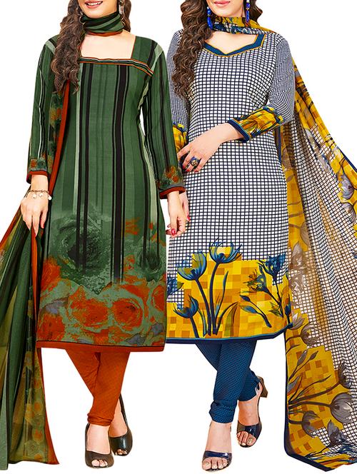 printed unstitched combo suit - 15906443 - Very Small Image - 1