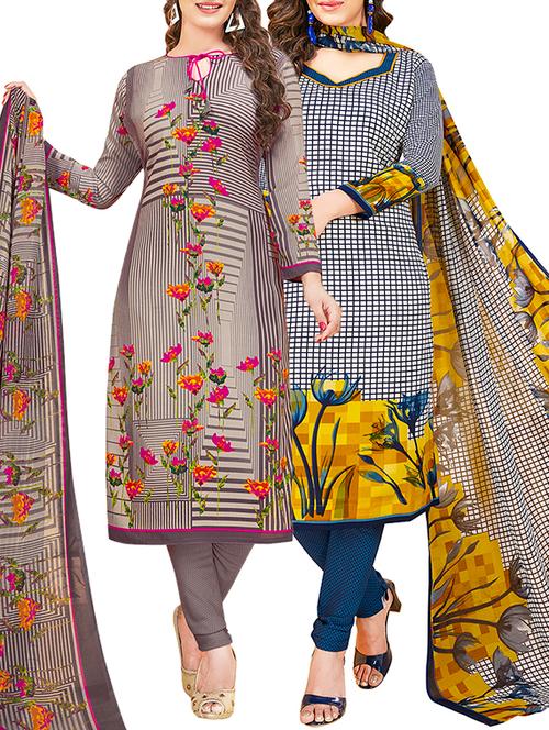 printed unstitched combo suit - 15906455 - Very Small Image - 1