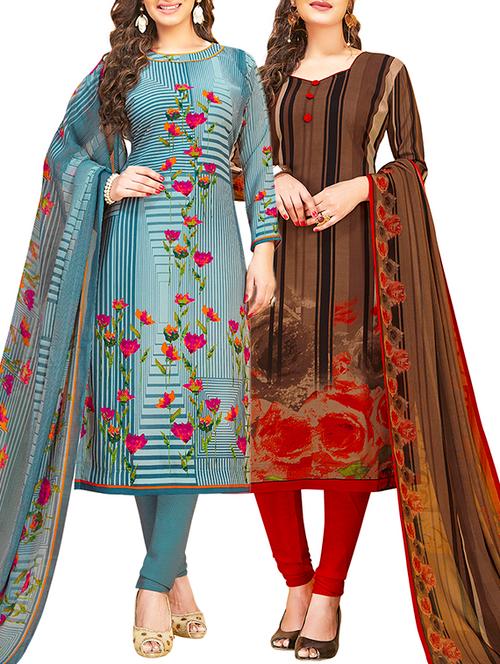 printed unstitched combo suit - 15906471 - Very Small Image - 1