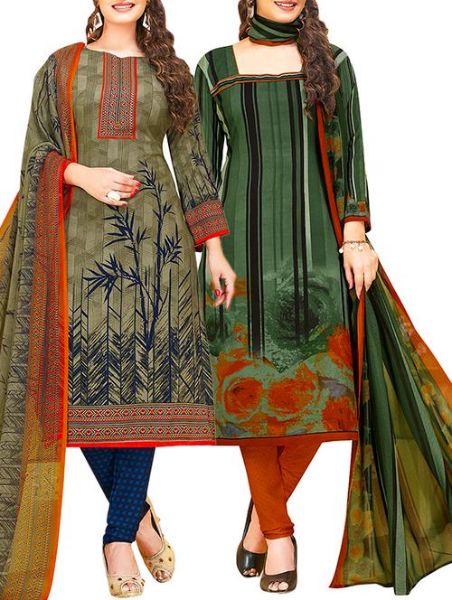 printed unstitched combo suit - 15906481 - Very Small Image - 1