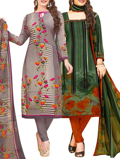 printed unstitched churidaar suit - 15906491 - Very Small Image - 1