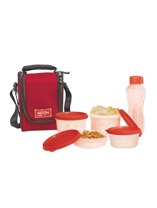 milton full meal 4 combo 5 pc lunch pack with glass, red - 15906788 - Very Small Image - 1