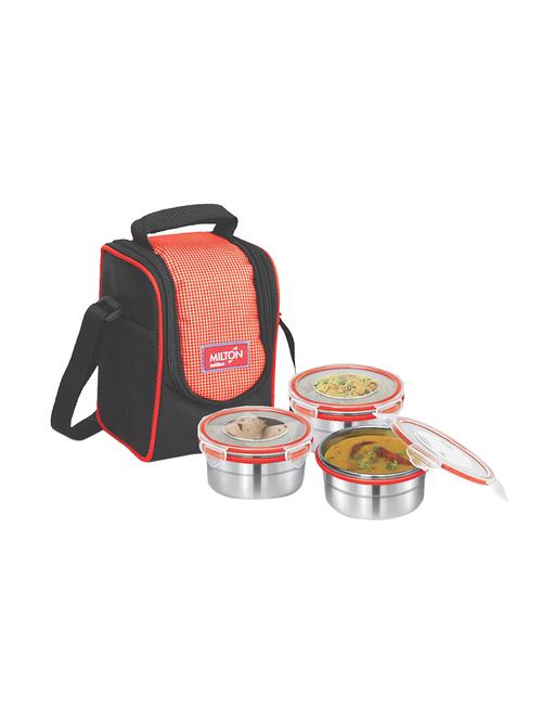 milton steel meal-3 tall lunch pack with 3 containers and bag, red - 15906793 - Very Small Image - 1