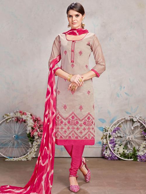 embroidered unstitched churidaar suit - 15906979 - Very Small Image - 1