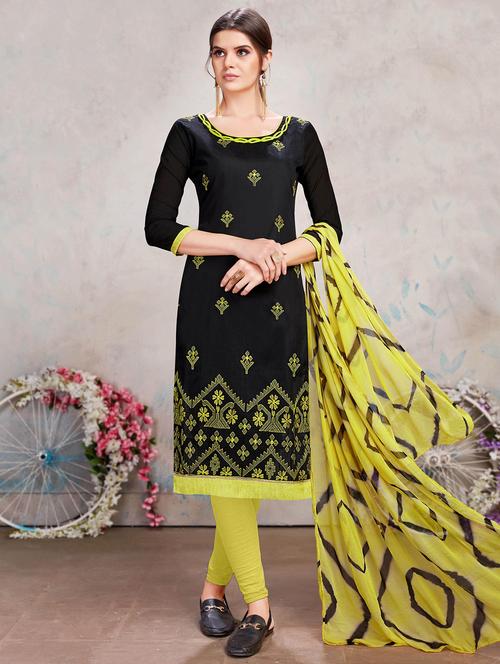embroidered unstitched churidaar suit - 15906982 - Very Small Image - 1