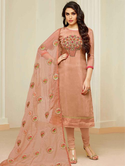 embroidered unstitched churidaar suit - 15907005 - Very Small Image - 1