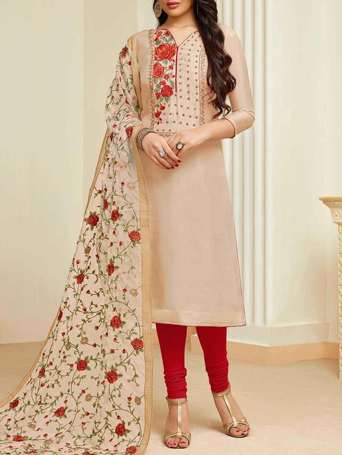 embroidered unstitched churidaar suit - 15907008 - Very Small Image - 1