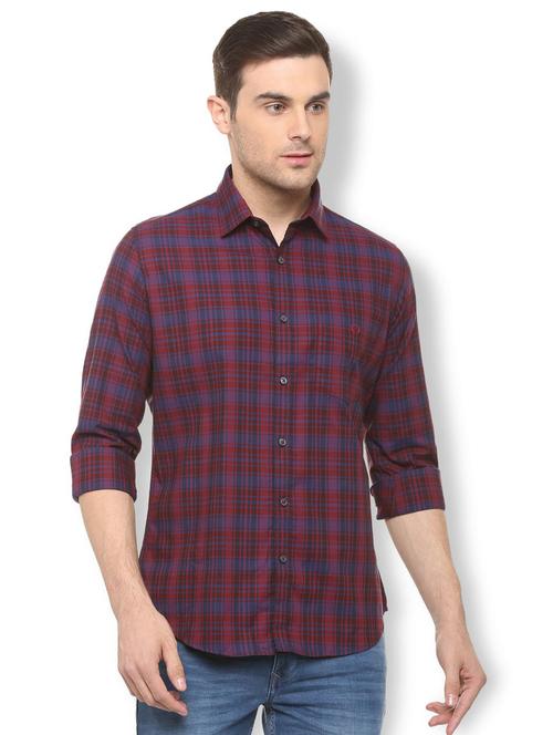maroon checkered casual shirt - 15907236 - Very Small Image - 1