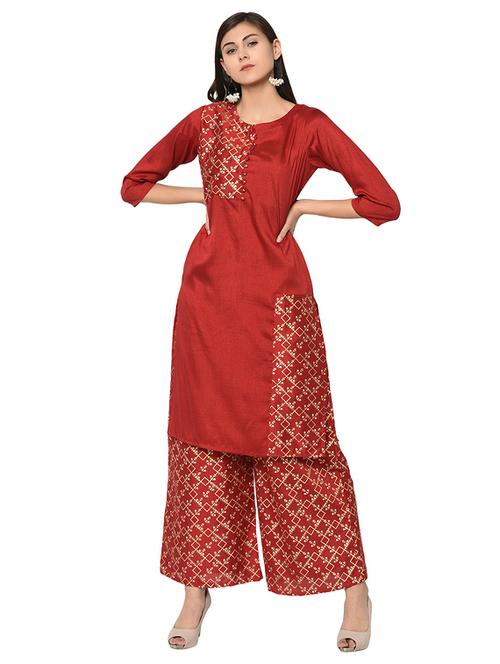 foil print straight kurta - 15907797 - Very Small Image - 1