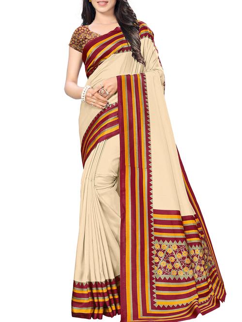 contrast striped border mysore silk saree - 15908244 - Very Small Image - 1