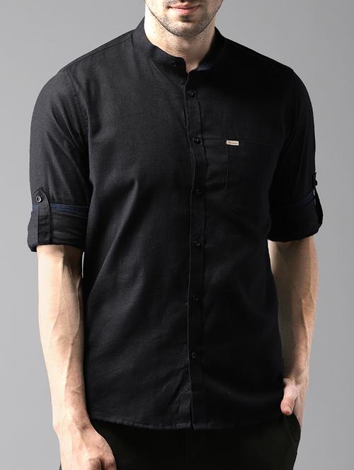 black solid casual shirt - 15908372 - Very Small Image - 1