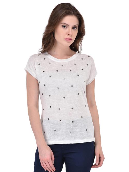 cap sleeved embellished top - 15908422 - Very Small Image - 1