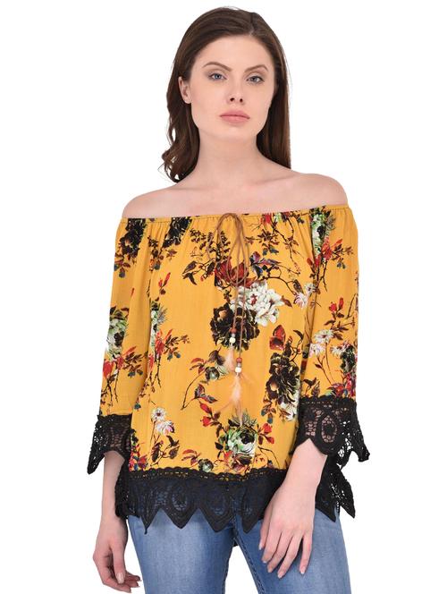 off shoulder floral laced top - 15908425 - Very Small Image - 1