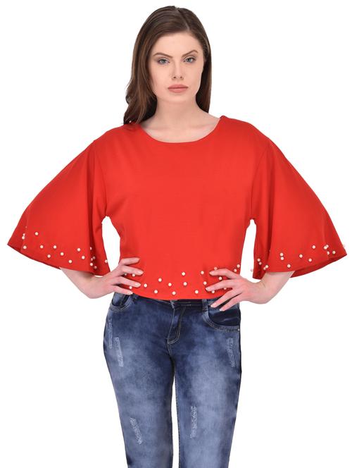 women's straight round neck top - 15908428 - Very Small Image - 1
