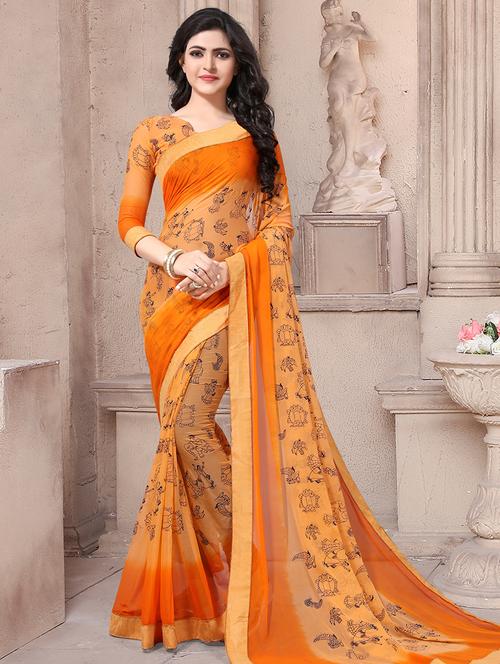 conversational printed saree with blouse - 15908948 - Very Small Image - 1
