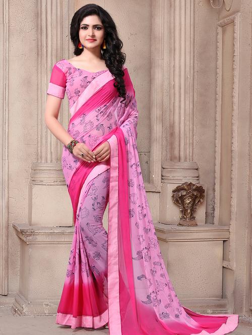 conversational printed saree with blouse - 15908950 - Very Small Image - 1